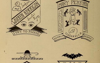 From Motion Picture Magazine, 1916. "Coats of Arms for Popular Players." Character archetypes deconstructed.