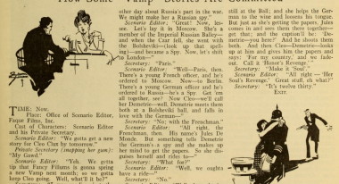 Revealing the process, from Photoplay, 1918. Vamp plot line generated in context of industry economics and competition.