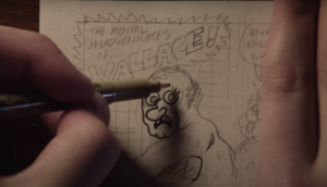 A cartoonist draws a panel in "Funny Pages"