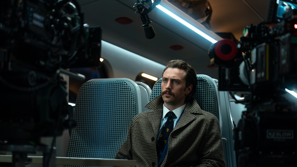 Aaron Taylor-Johnson on the set of Bullet Train