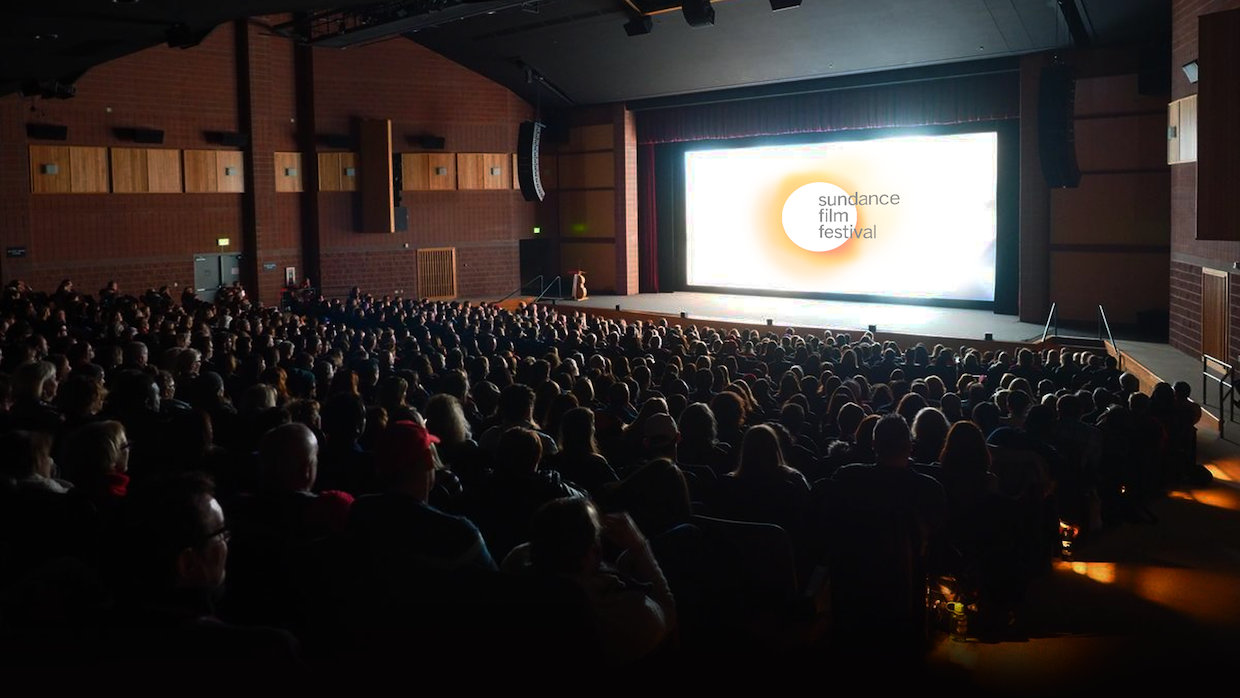 A crowd attends a screening at the Sundance Film Festival