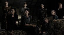 The ensemble cast of Women Talking in Quite Alfred's costumes