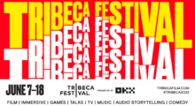 The Tribeca Festival logo, with yellow and white text reading "Tribeca Festival" over a red background.