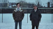 Dominic Sessa as Angus Tully and Paul Giamatti as Paul Hunham in Alexander Payne's The Holdovers