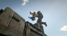 An NPC repeatedly hammers a nail in Red Dead Redemption as featured in Total Refusal's Hardly Working