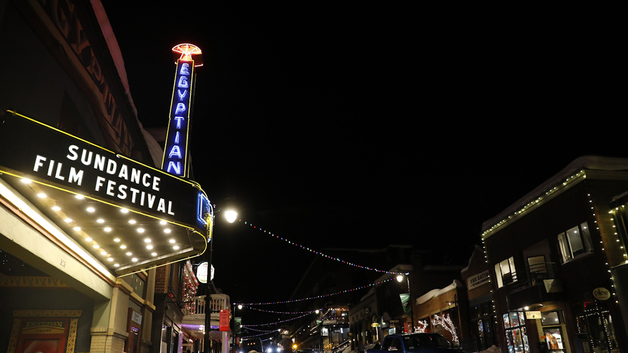 The marquee at Park City's Egyptian Theater that reads "Sundance Film Festival."
