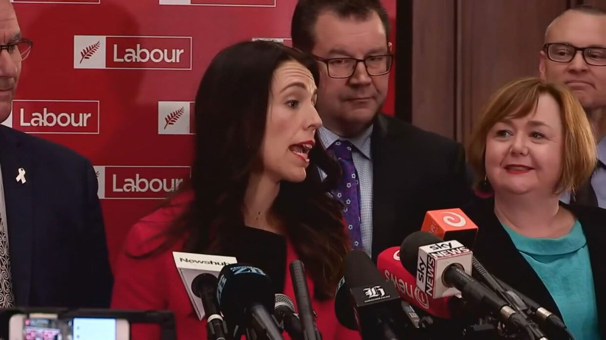 New Zealand Prme Minister Jacinda Ahern delivers a press conference