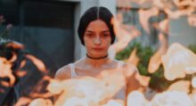 Close-up of a Latina girl wearing white