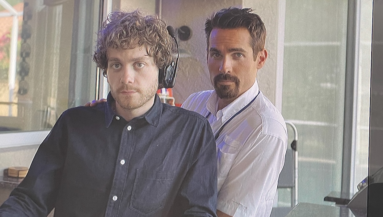 Two men on a film set.