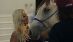 A girl and a horse.